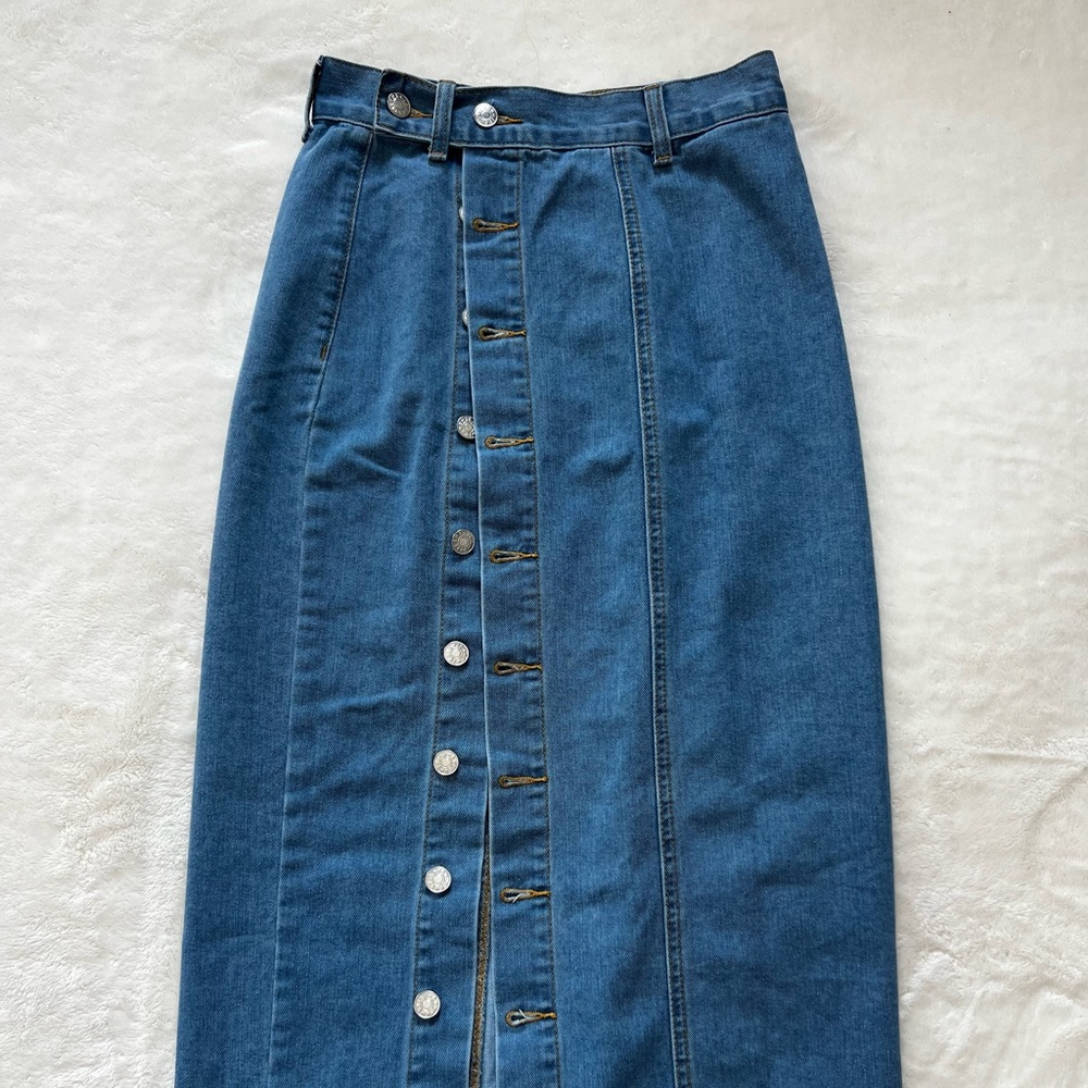 SHEIN Blue Denim Button-Down Pencil Skirt